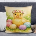 thumbnail image 3 of Easter Decoration Throw Pillow Covers 18x18,Easter Bunny Eggs Floral Decorative Pillowcase,Easter Floral Garland Bunny Throw Pillow Cover,Spring Rabbit Holiday Cushion Case Decoration for Sofa Couch, 3 of 9