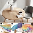 thumbnail image 3 of Round Fitted Tablecloth with Elastic Edge, 44"-60" Waterproof Stain Resistant Table Cover for Indoor, Outdoor, Picnic, Dining, Camping, Party, Holiday, 44", Rainbow Swirl, 3 of 4