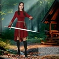 thumbnail image 6 of GTMEDT Women Medieval Retro Hooded Dress Renaissance Style Costume Gothic Hooded Robe with Waist Bag Belt Arm Guards and Knee High Socks（Red,S), 6 of 6