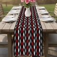 thumbnail image 4 of Red Grey Striped Table Runner 70 Inches, Modern Abstract Geometric Stripes Bed Runner Dresser Scarves Tabletop for Indoor Outdoor Parties/Ceremony/Banquet, 13" x 70", 4 of 9