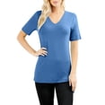 thumbnail image 2 of J. METHOD Women's Short Sleeve V-Neck T Shirts Premium Comfy Basic Daily Hip Length Tops NEWT413 Blue Mist 3X, 2 of 4