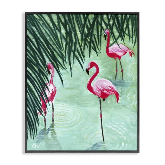 Stupell Industries Bohemian Shallow Flamingo Pond Black Framed Giclee Art, 11 x 14, by Sarah Waldron Kimball