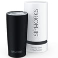 thumbnail image 1 of Sipworks Stainless Steel Coffee Tumbler - 20oz Coffee Tumblers with Lids & Double Walled Vacuum Insulation for Hot & Cold Drinks - Spillproof Travel Insulated Coffee Tumbler, Midnight Black, 1 of 4
