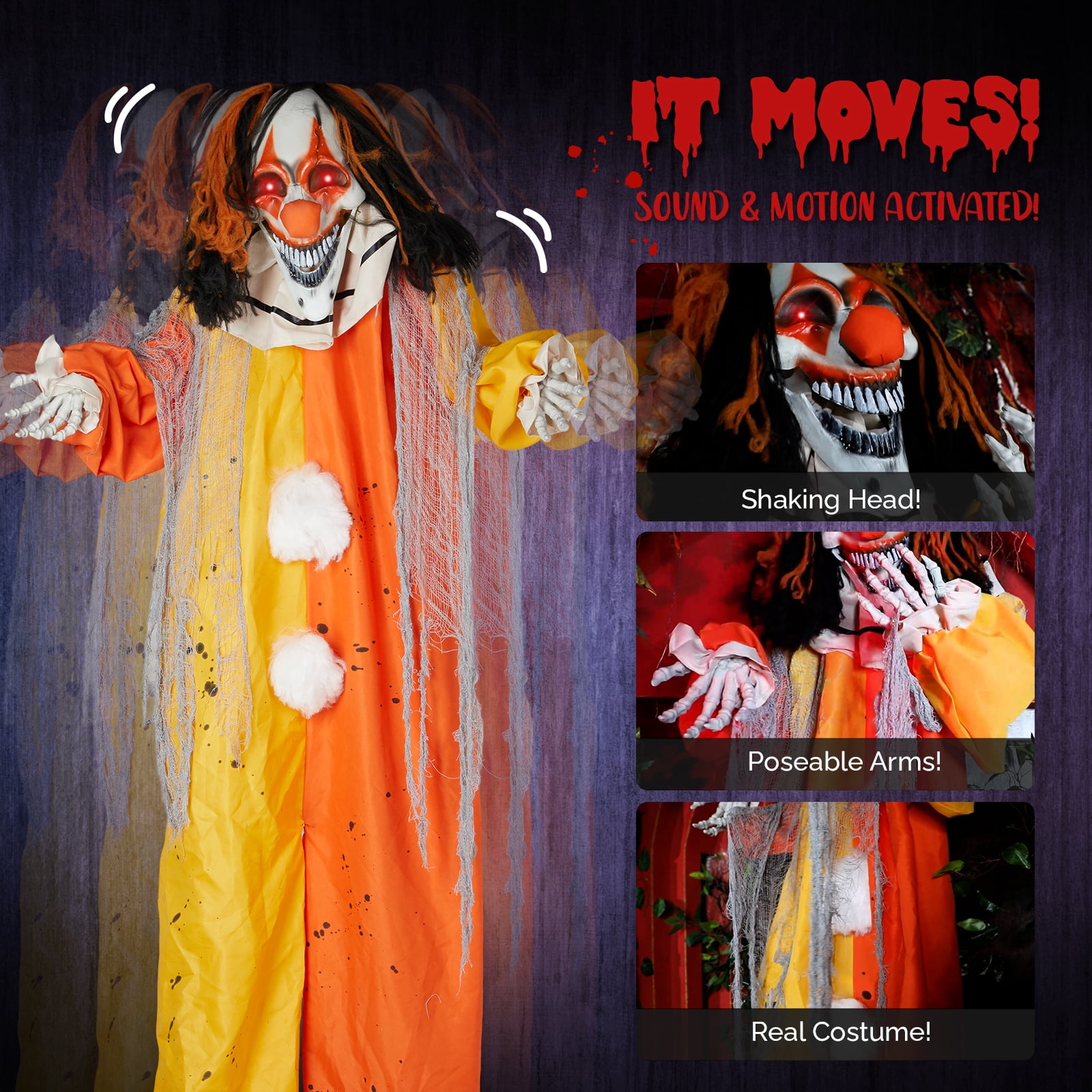 Ktaxon 8.2 ft Clown Animated Animatronic Decoration Creepy