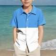 thumbnail image 4 of Ltctricy Boys' Button down Shirts 5-15 Y Children Summer Short Sleeve Color Block Dress Shirts Casual Loose Collared Blouses, 4 of 7
