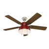 Hunter 52" Mill Valley Barn Red Ceiling Fan with Light Kit and Pull Chain