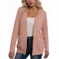 thumbnail image 5 of Sahpxhe Cardigan Sweaters for Women Button Front Long Sleeve Cable Knit Casual Outerwear with Pockets Loose Fall Layering Top Pink L, 5 of 6