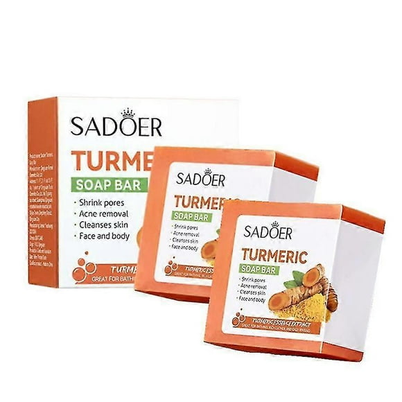 2pcs SADOER 100g Cleansing Bath Essential Oil Handmade Soap Turmeric Soap Repair Skin Care Soap