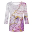 thumbnail image 4 of Camiseta estampada a la moda para mujer, blusa de manga 3/4 de longitud media, cuello redondo, camisetas informales Pompotops FGAJ2159, 4 of 4