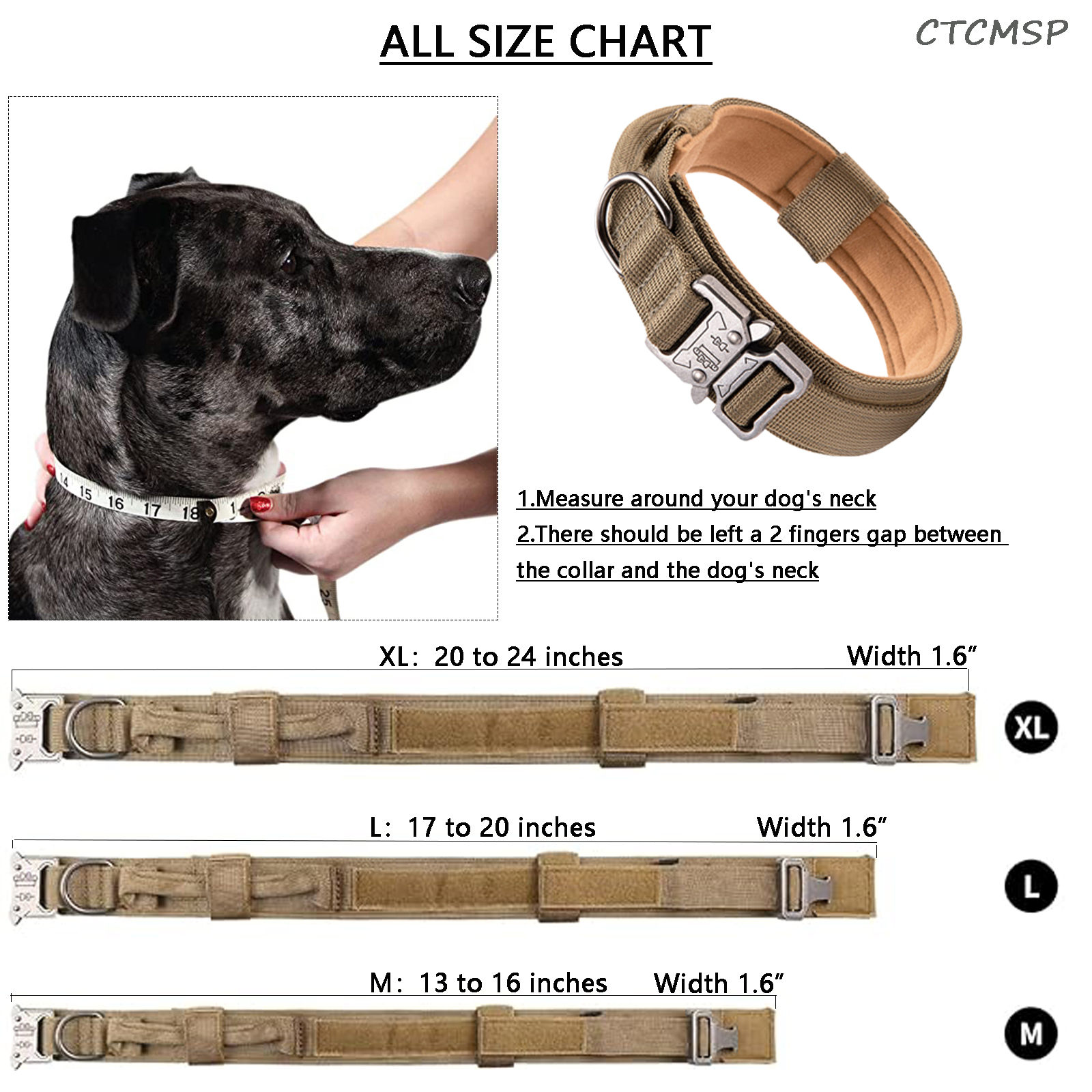 CTCMSP Adjustable Training Dog Collar with Metal Buckle photo 2