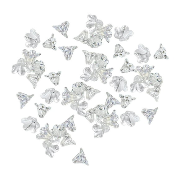 GUOOL 100x Perles de Fleurs Artisanat Fait Main Breloques de Perles de Fleurs Transparentes Perle Florale Claire
