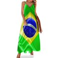 thumbnail image 1 of Vestido sin mangas de tela de seda con bandera de Brasil ondeando para mujer Vestidos de verano para mujer, 1 of 7