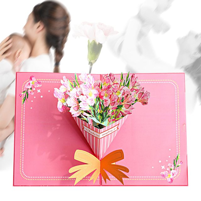 Tarjeta del día de la madre, tarjeta de felicitación con ramo de flores , tarjeta de invitación, tarjeta de aniversario romántica para el día