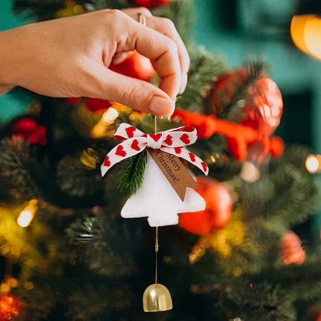 Christmas Tree Bells Ornaments with Hanging String - Decorative Jingle Bells for Tree, Door, Gift & Car