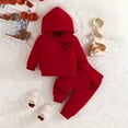 thumbnail image 2 of Odeerbi Infant Girls Fall Winter Outfits Cotton Sweatsuits Cute Tracksuit Fashion Casual Printed Long Sleeve Hoodies Sweatpants Set Infant Clothes Red, 2 of 4
