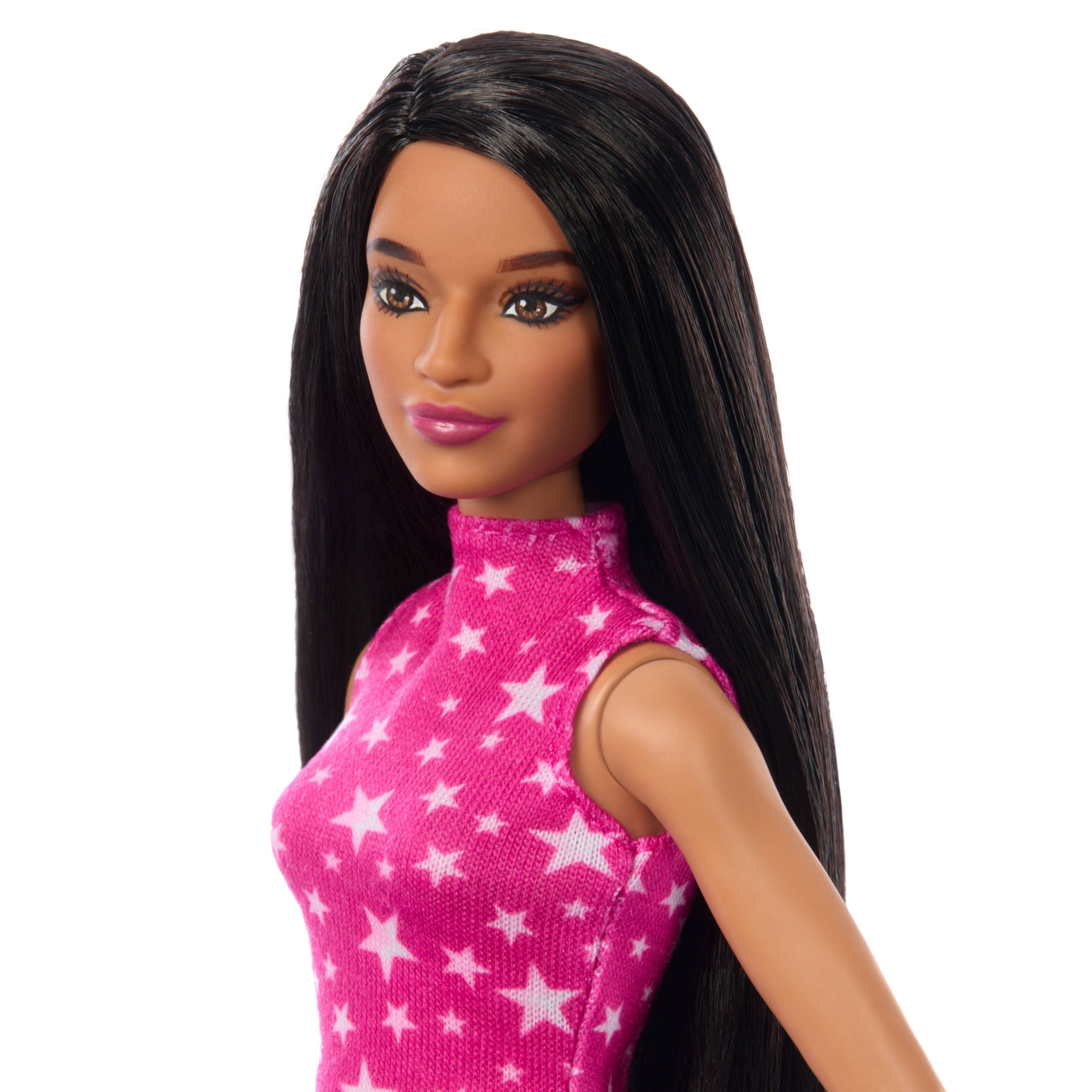Barbie Fashionistas Doll #215 with Black Straight Hair & Iridescent Skirt, 11.73 in