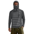 thumbnail image 2 of SEANATIVE Men's Summer Fishing Hoodie Top Long Sleeve UV Protection Hooded Fishing Shirt with Mesh Face Mask, Hiking Running T-Shirt Cooling Outdoor Wear, M, American Flag Gray, 2 of 7