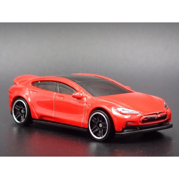 Open Box 2012-2016 TESLA MODEL S RED 1/64 SCALE COLLECTIBLE DIORAMA DIECAST MODEL CAR