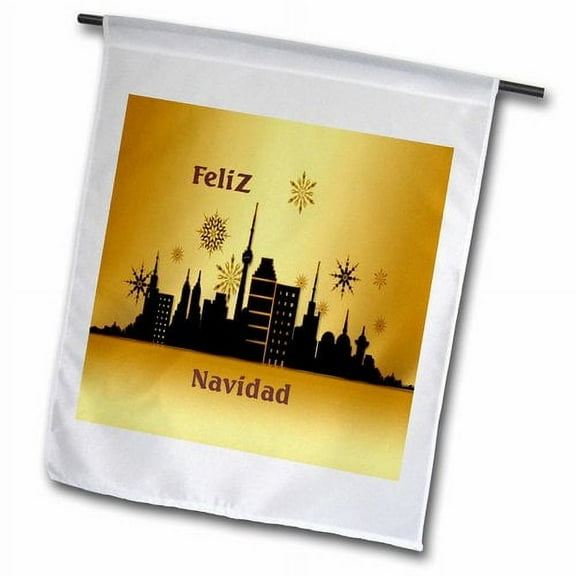 3dRose, Image of Feliz Navidad Gold Christmas Greeting, 12 x 18 inch Garden Flag