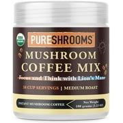 PureShrooms Focus & Think Mushroom Coffee. FOCUS, MEMORY, MOOD, CREATIVITY - Vegan, Keto Friendly (Focus & Think with Dual Extracted Lion's Mane, 100 grams)