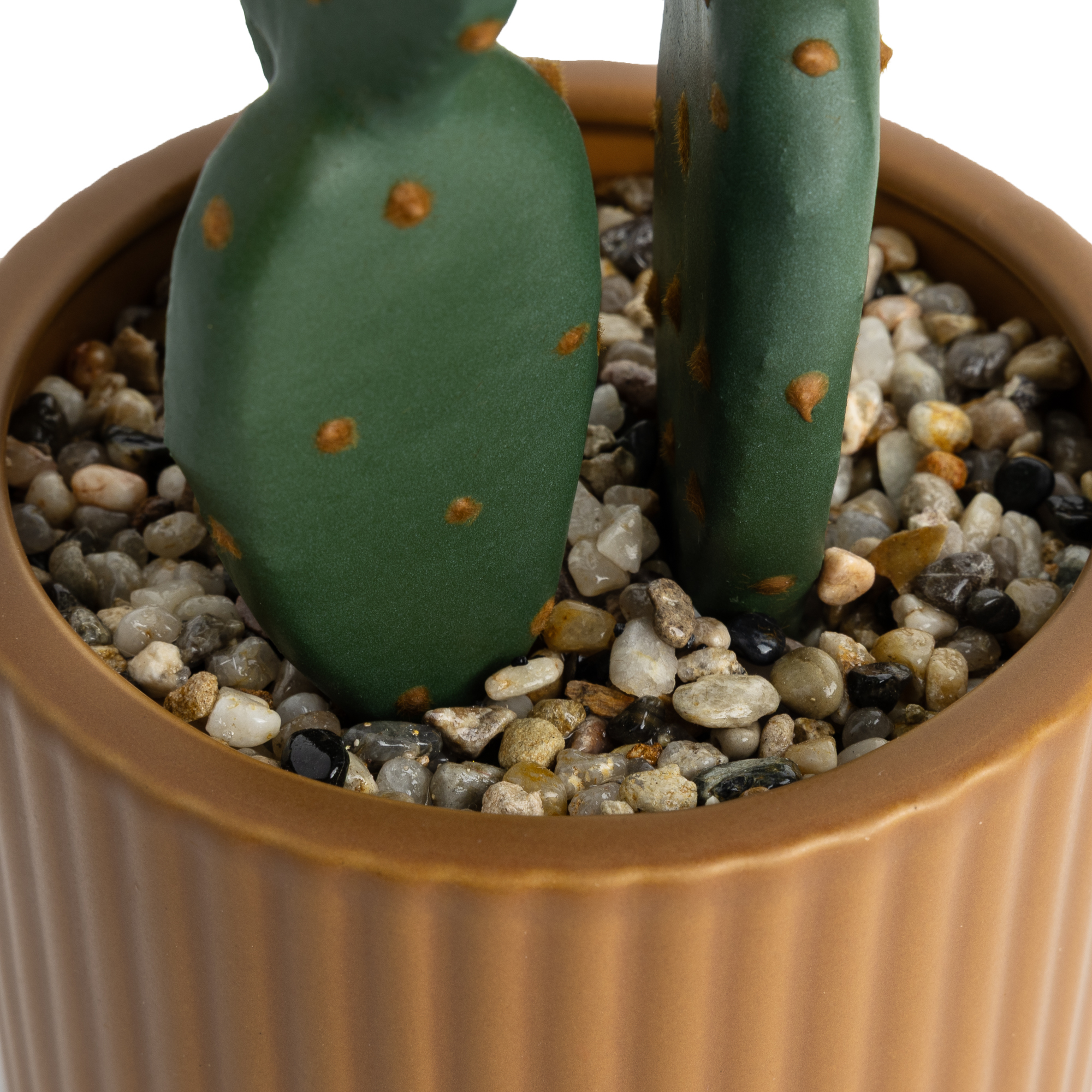 Mainstays 12-Inch Artificial Cactus in Ribbed Brown Ceramic Pot