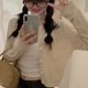 thumbnail image 5 of Alobee Red Cardigan Knit Early Autumn Women Clothes New 2024 Outdoor Crop Sweater Outerwear Long Sleeve Top Bottoming Shirt, 5 of 5