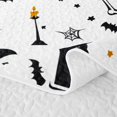 thumbnail image 5 of Homewish Classic Halloween Skeleton Bed Spread Queen,Bat Pumpkin Pattern Queen Coverlet Set,White Orange Black,3-Piece, 5 of 7