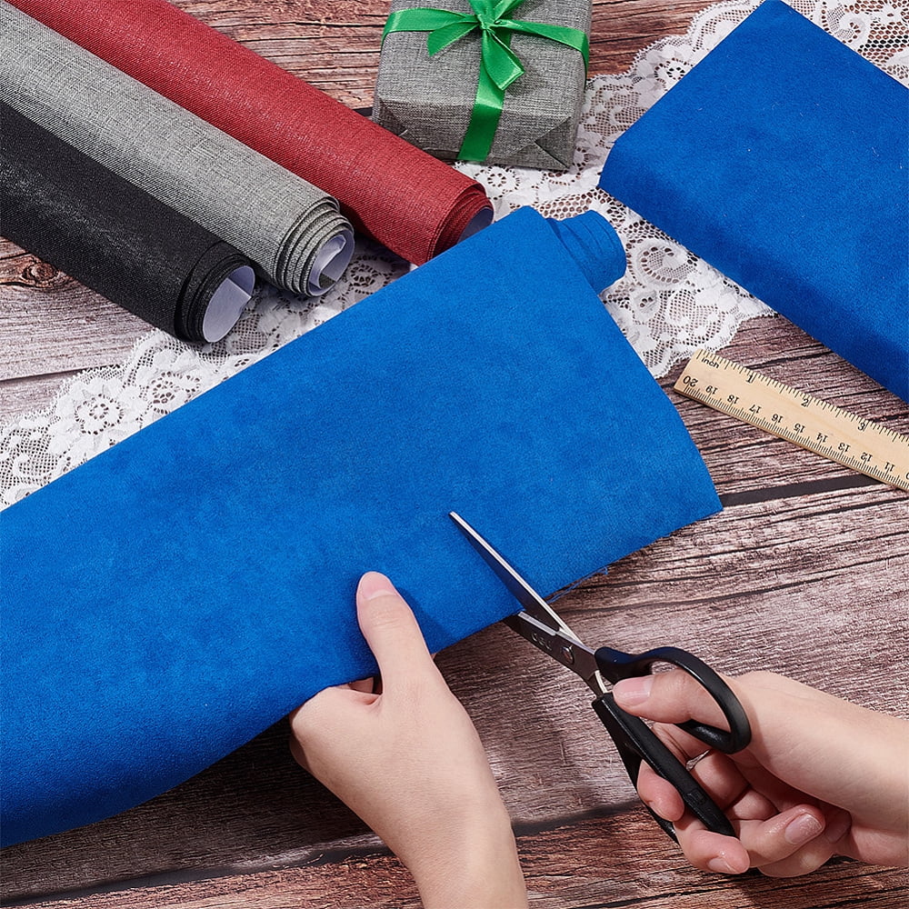 4Pcs 4 Colors DIY Imitation Leather Cloth with Paper Back for Book Binding Velvet Box Making Mixed Color 430x1000mm 1pc/color