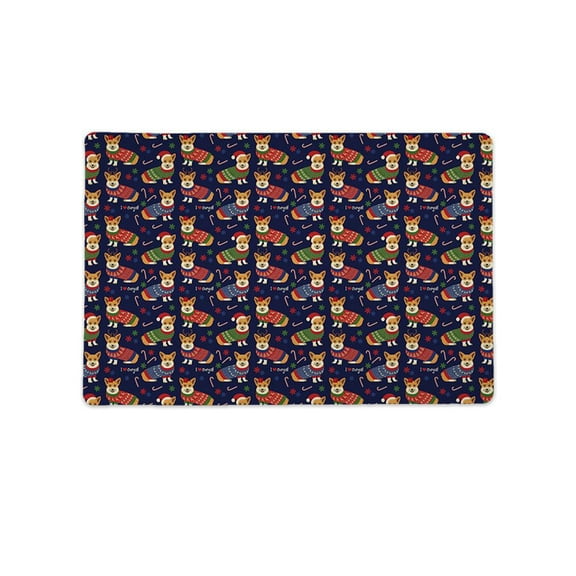 Christmas Corgis Mat Rectangle  -Image by Shutterstock,