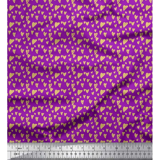 Soimoi Georgette Viscose Fabric Heart Hand Drawn Decor Fabric Printed Yard 42 Inch Wide