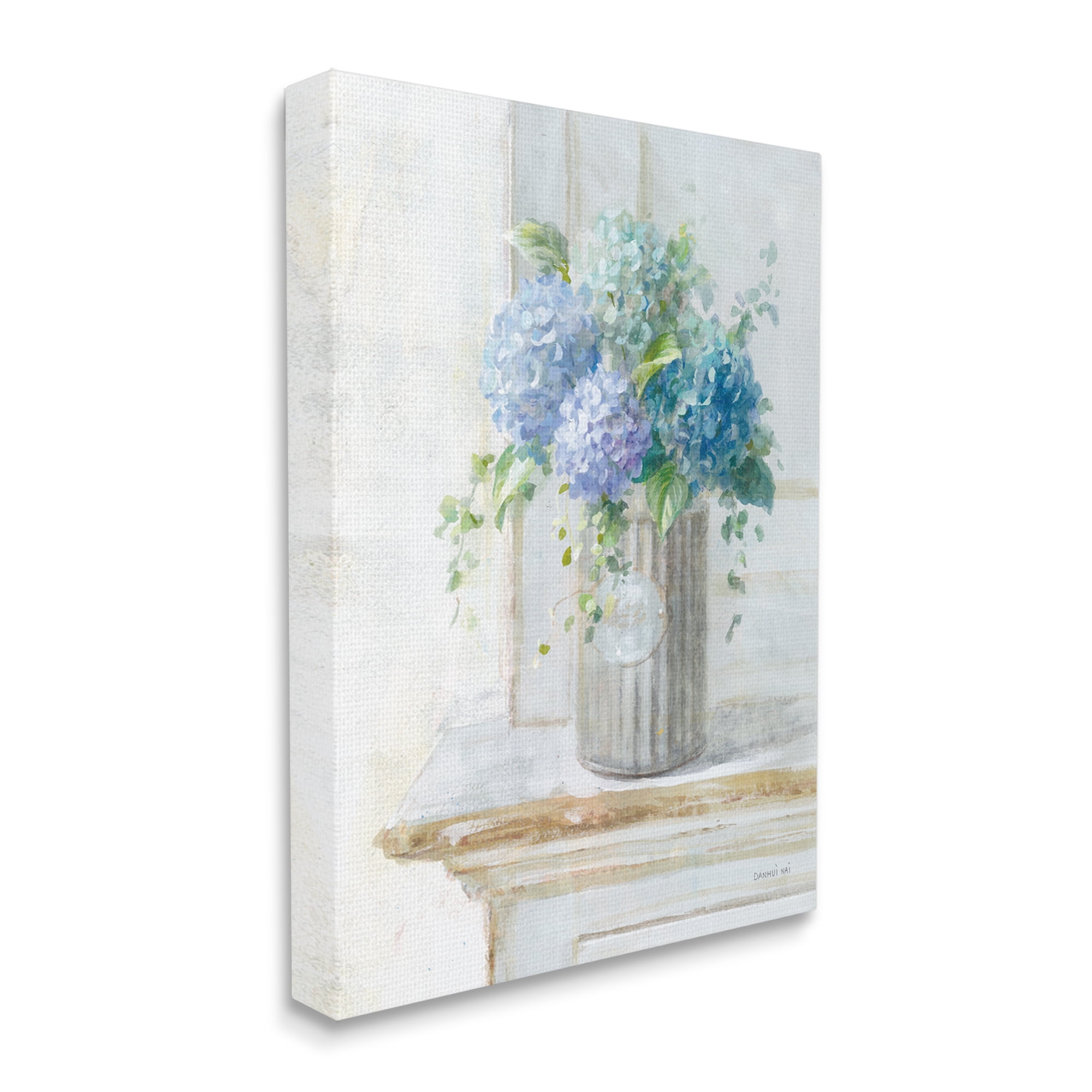Stupell Industries Blue Hydrangea Bouquet Country Milk Tin Floral Painting, 16 x 20,Design by Danhui Nai