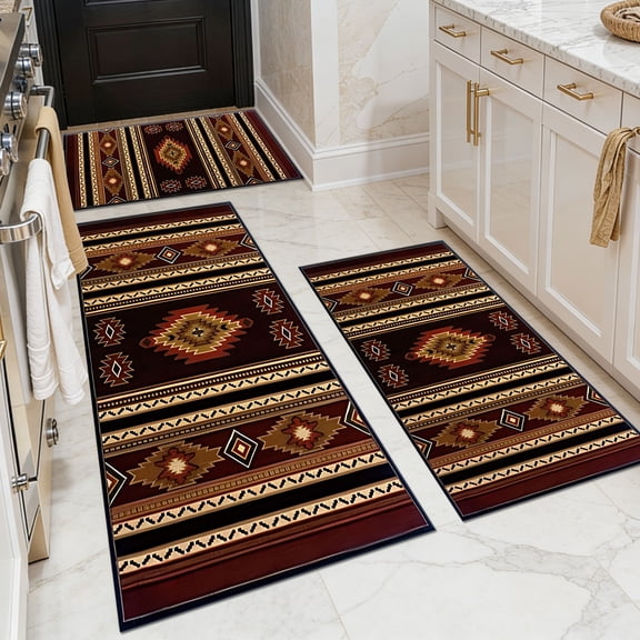 BlueDreamer Kitchen Rug Set 3 Piece, Non Slip Machine Washable Mats for Home Floor and Living Room