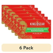 (6 pack) King Oscar Skinless & Boneless Sardines in Olive Oil, 4.38 oz Can