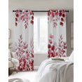 thumbnail image 3 of Pink Red Eucalyptus Leaves Blackout Curtains, Light Blocking Print Window Curtains, Watercolor Spring Summer Botanical Thermal Insulated Window Drapes for Living Room 2 Panels, 55"W x 39"L, 3 of 9