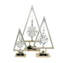 Ganz Snowflake Tree Set - Three Trees 13 Inch, Plywood - Beads Bells Greenery Mx189341