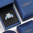 thumbnail image 5 of Gem Stone King 925 Sterling Silver Swiss Blue Topaz Ring Set with Moissanite (8.54 Cttw), 5 of 6
