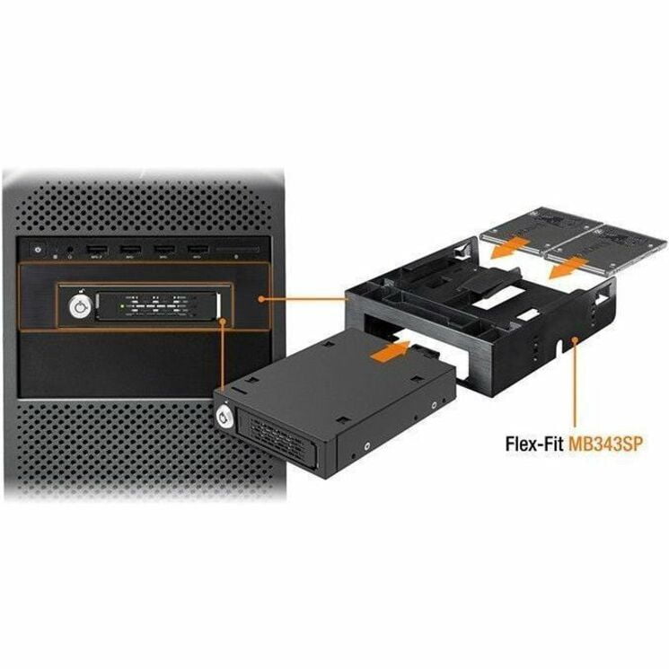 Icy Dock ToughArmor MB601V5K-B Drive Enclosure for 3.5" U.2, U.3, PCI Express NVMe - PCI Express Host Interface External - Black