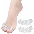 thumbnail image 1 of Separador de dedos -Corrector de dedos gordos de silicona - Alivia el dolor de pies, juanetes de dedos en martillo y dedos rizados -1 par de separadores de dedos ajustables transparentes para hombres, 1 of 1