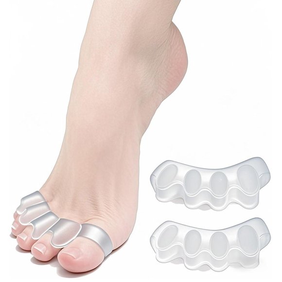 Separador de dedos -Corrector de dedos gordos de silicona - Alivia el dolor de pies, juanetes de dedos en martillo y dedos rizados -1 par de separadores de dedos ajustables transparentes para hombres