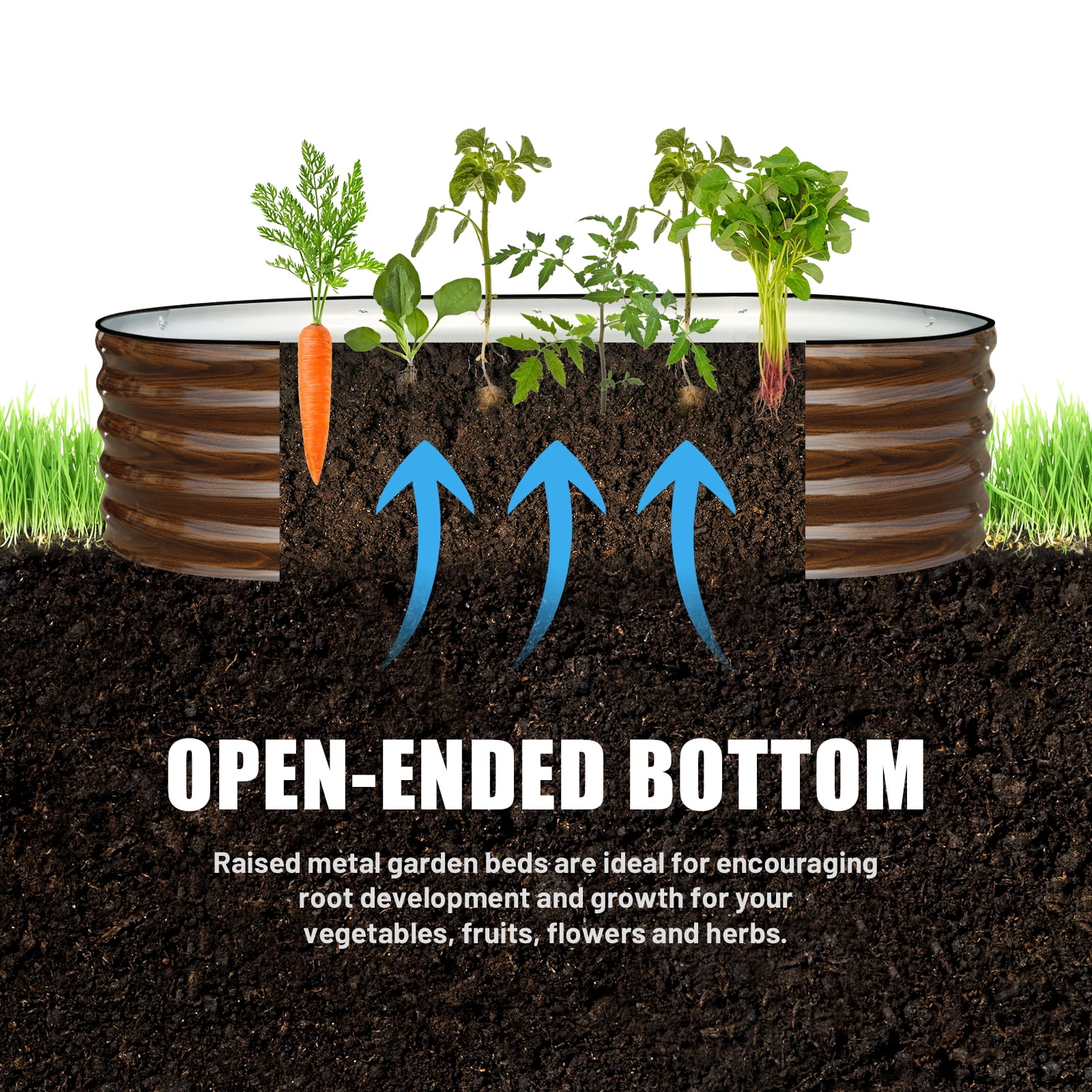 SnugNiture 6x3x1.5 ft Galvanized Raised Garden Bed – Durable Outdoor Metal Planter Box for Vegetables, Herbs, and Flowers, Brown