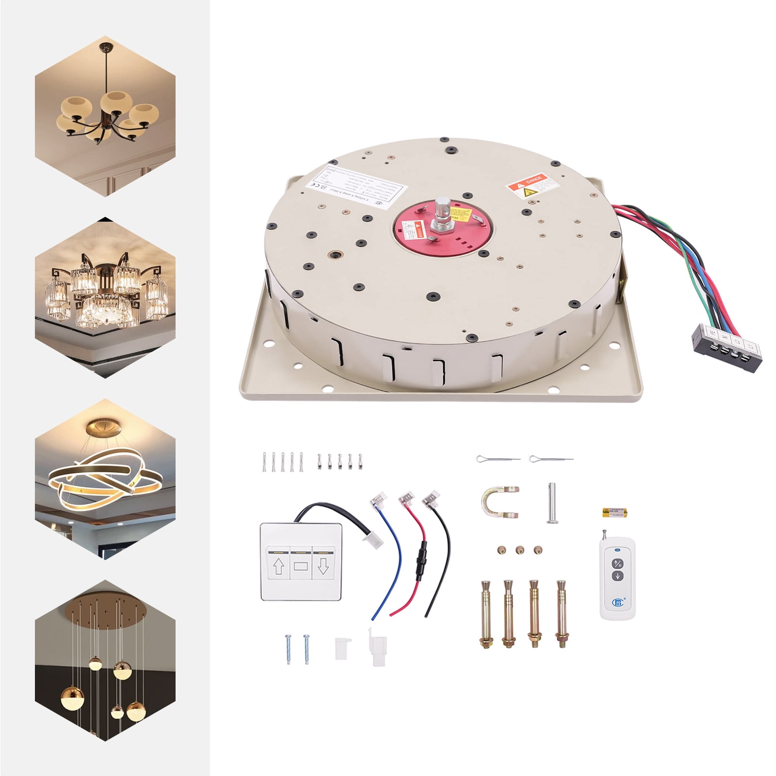 Chandelier Lifter, Electric Motor Villas Pendant Lamps Lifter, 220lbs 8M Chandelier Hoist Lifter System