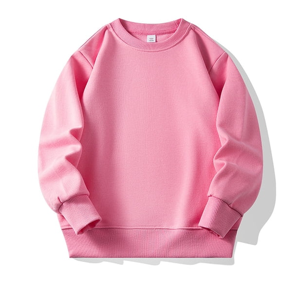 Blusas y camisas de manga larga con cuello redondo para niños, sudadera deportiva informal de color liso con cuello redondo y manga larga para niñas, top de poliéster