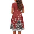 thumbnail image 5 of SCRAWLGOD Christmas Trees Snowflakes Dresses for Women Summer Casual Midi Dresses with Sleeves Breathable Swing Dresses for Women Knee Length Crewneck Pleat Dresses for Holidays Size 4XL, 5 of 7