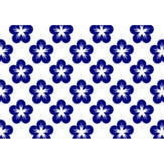 Dark Blue and White Flower Edible Cake & Cupcake Image Decoration Frosting Sheet