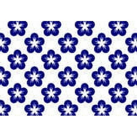 Dark Blue and White Flower Edible Cake & Cupcake Image Decoration Frosting Sheet