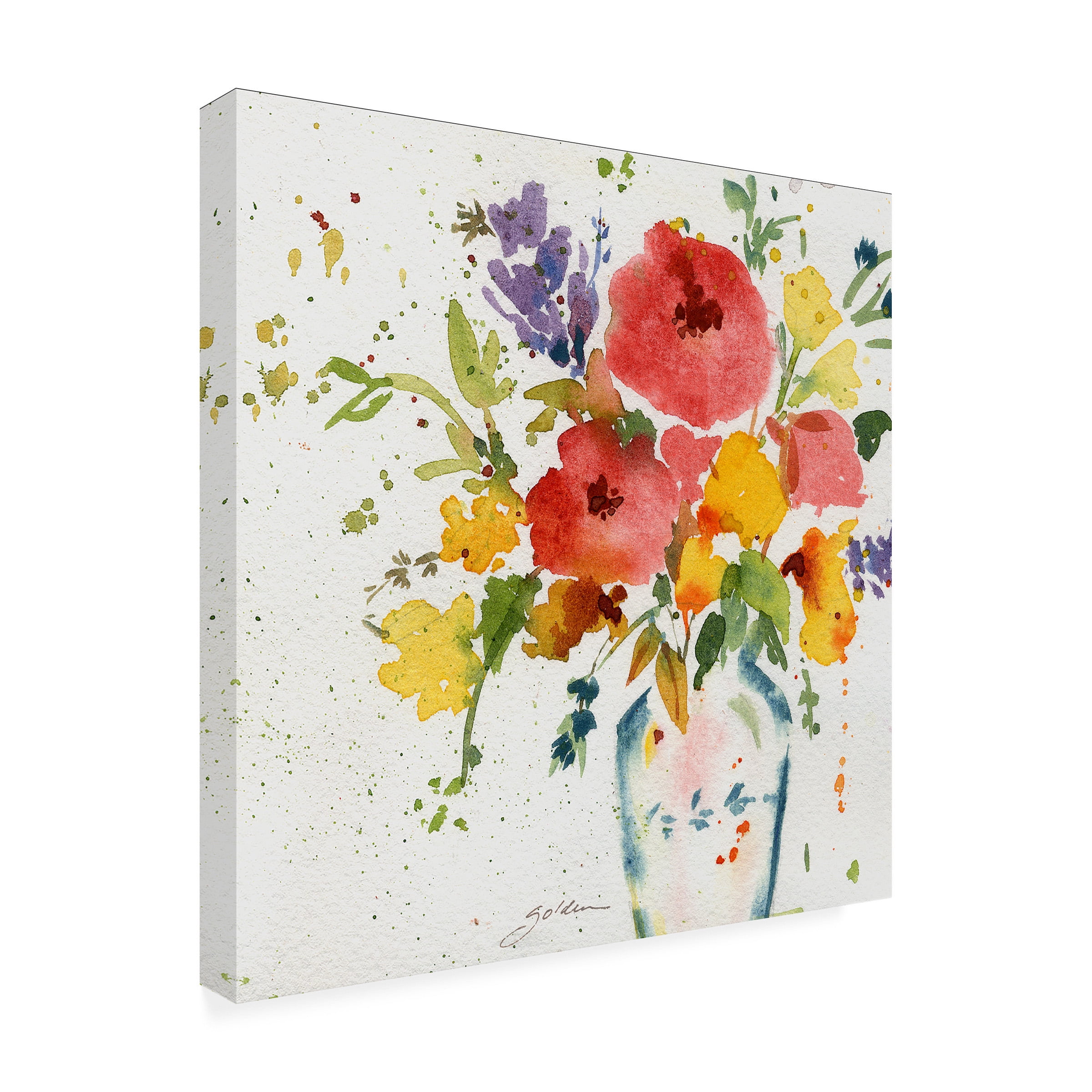 Sheila Golden 'White Vase with Bright Flowers' Outdoor All-Weather Wall Decor