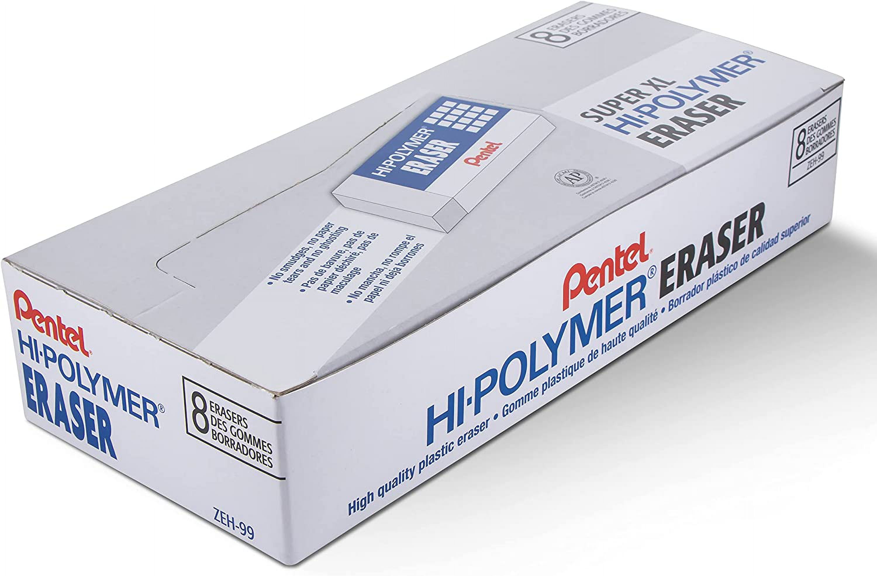 Pentel 2003557 Hi-Polymer Block Eraser, White - Extra Large - Pack of 8