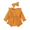 thumbnail image 2 of QISIWOLE Autumn Toddler Kids Baby Girls Cute Clothes Jumpsuit Long Sleeve Bodysuit Romper With Headband summer savings !, 2 of 9