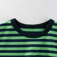 thumbnail image 4 of Children's Summer Short Sleeved T-Shirt Classic Striped Printed Tee Regular Fit Round Neck Casual Cotton Top Green 9-10 Years, 4 of 5
