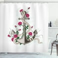 thumbnail image 1 of Ambesonne Rose Shower Curtain, Romantic Sea Anchor, 69"Wx75"L, Hot Pink Green Taupe, 1 of 3